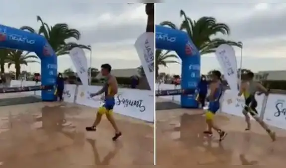 Joven pierde un triatlón por celebrar la victoria antes de tiempo