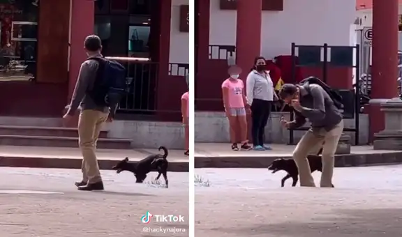 Hombre es captado bailando en la vía pública junto a su simpático perro