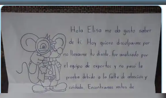 Curiosa carta del ‘Ratón Pérez’  a una niña sorprende a los usuarios en redes sociales