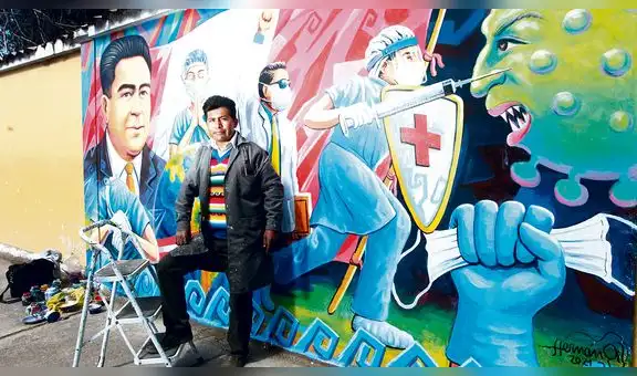 Puno: Hernán Gil y su arte sobre la pandemia del coronavirus