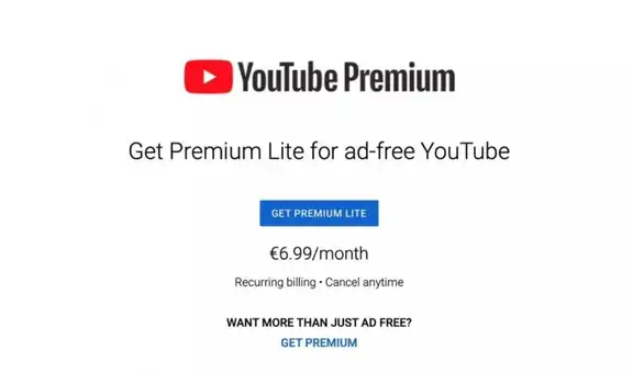 YouTube prueba una suscripción “más barata” que solo elimina los anuncios