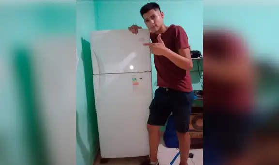 Joven celebra en internet haberse comprado su primer refrigerador con mucho esfuerzo