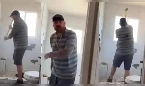Furioso obrero destruye la remodelación de un baño cuando la clienta no quiso pagar por la obra
