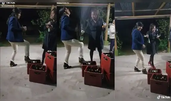 Mujer sorprende a amiga con su particular forma de destapar botellas de cerveza