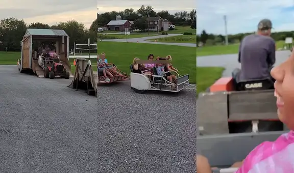 Un grupo de niños se divierte en una ‘montaña rusa’ hecha especialmente para ellos