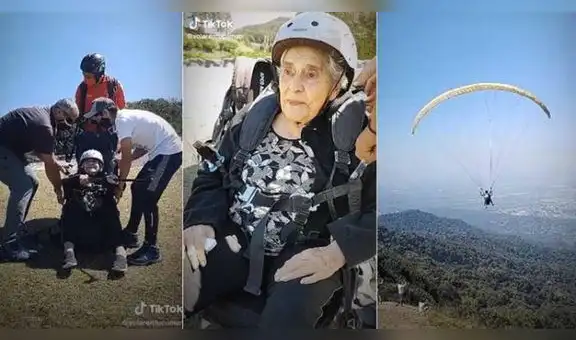 Abuelita de 94 años festeja su cumpleaños volando en parapente