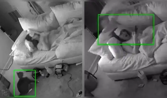 Cámara de vigilancia revela cómo unos traviesos gatitos interrumpen el sueño de su dueña