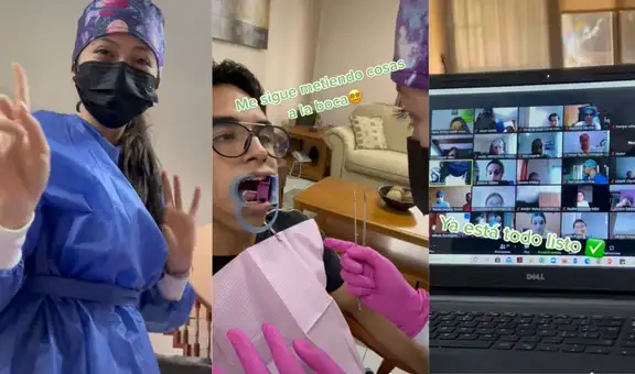 Joven se ofrece como paciente odontológico para ayudar a su novia en sus clases virtuales