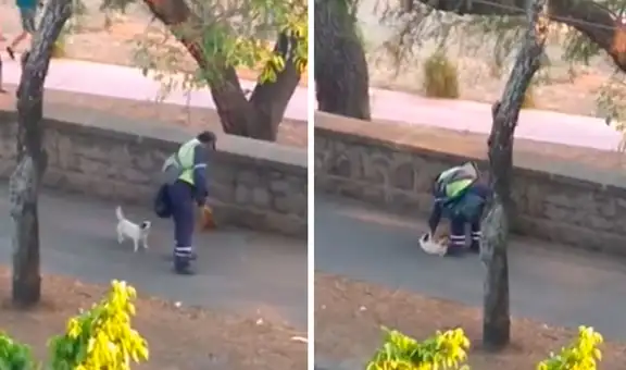 Hombre sale a las calles para limpiar las veredas y siempre tiene la compañía de su perro