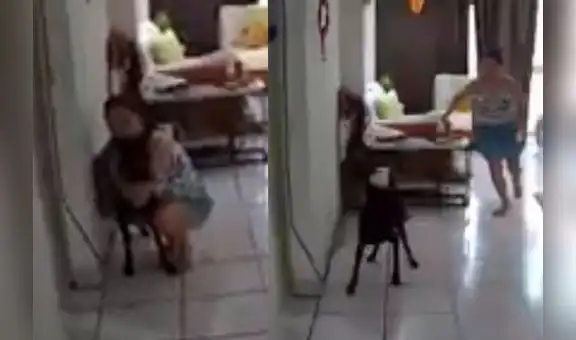 Mujer abraza a su querido perrito para calmarlo debido a un terremoto