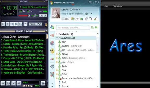 Winamp, Ares, Windows Live Messenger y otros programas que estaban de moda en los 2000
