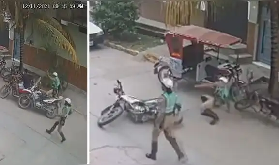 Policía cae de moto en plena persecución a presuntos delincuentes