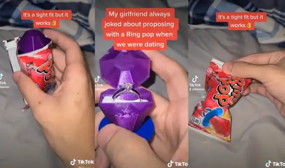 Joven pide matrimonio a su pareja con un estuche de Ring Pop para ocultar el aro de boda