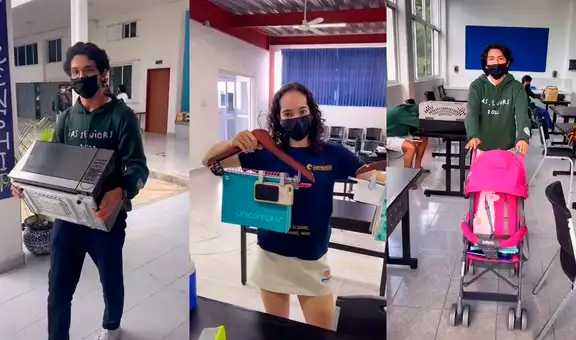 Desde un microondas hasta coches de bebés, alumnos usan creatividad en “día sin mochilas”