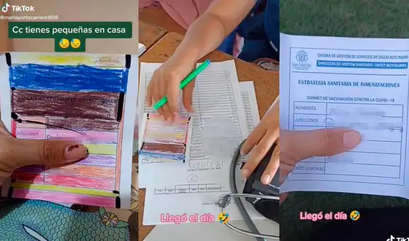 Traviesa niña colorea el carnet de vacunación de su mamá y ella logra cambiarlo