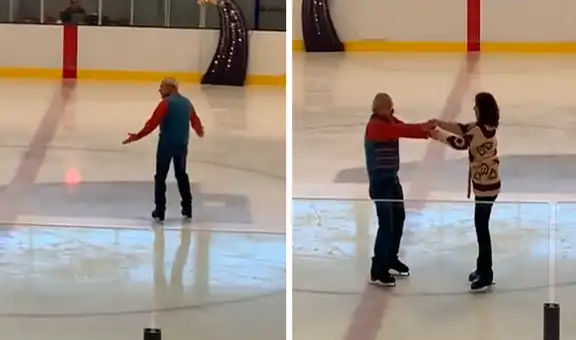 Hombre de 77 años sorprende por sus grandes piruetas en una pista de patinaje sobre hielo