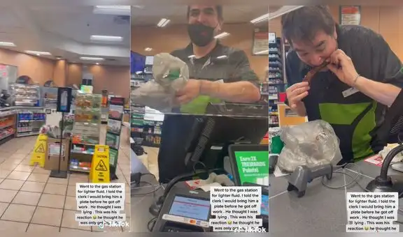 Joven lleva comida a un trabajador que tenía un turno de 16 horas