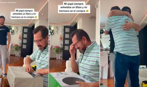 Padre rompe en llanto al ver que su hijo le regaló un Xbox en Navidad