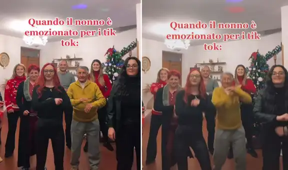 Abuelo se emociona al grabar un TikTok con su familia y cautiva con su coreografía