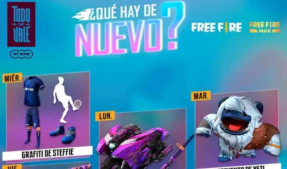 Free Fire recibe la agenda semanal del 5 al 11 de enero con Todo se vale de J Balvin