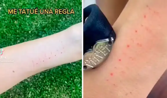 Joven fanática de medir cosas se tatúa una regla en el brazo