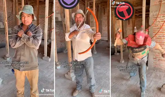 Albañiles parodian a los Vengadores y en redes los bautizan como ‘Loza Vengers’