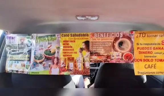 Taxista forra su auto con productos naturistas y los vende a los clientes durante trayectos