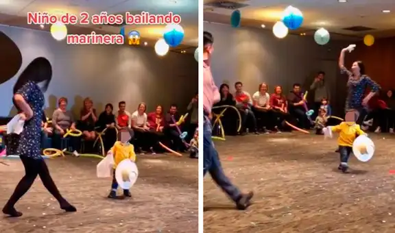 Niño hace gala de asombrosos pasos de baile al ritmo de marinera en una celebración
