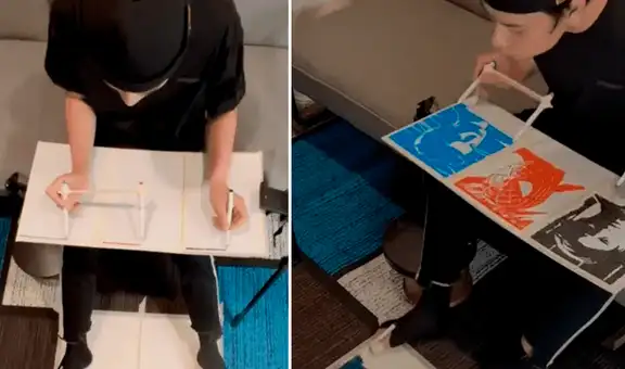 Joven demuestra su gran talento al pintar 5 retratos del Hombre Araña al mismo tiempo