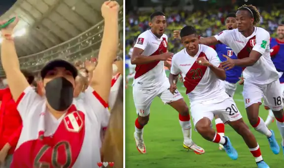 Ana Siucho y su efusiva celebración tras el gol de Edison Flores que le dio el empate a Perú