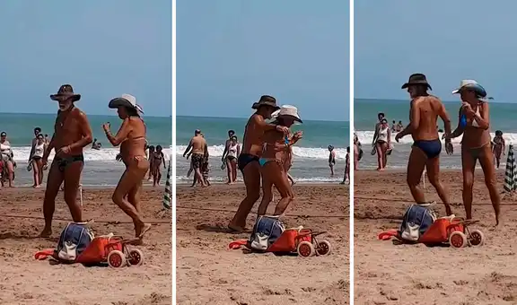 Pareja sorprende al realizar una coreografía en la playa al ritmo de una pegajosa canción 