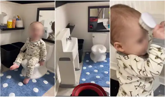 Padres construyen un baño miniatura para que su bebé logre ser independiente