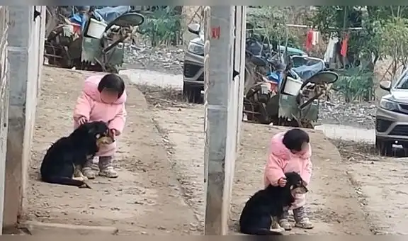 Niña tiene tierno gesto para proteger a su perro de los fuegos artificiales en Año Nuevo Chino