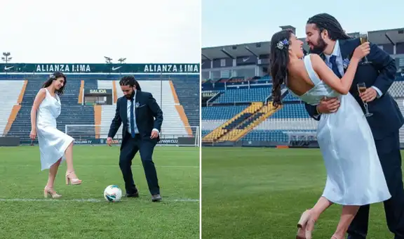 Novios hinchas de Alianza Lima se realizan sesión de fotos en Matute y causan furor en redes
