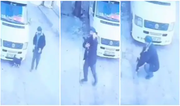 Gatito espera a su dueño fuera de su casa y lo recibe con un caluroso abrazo