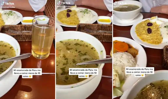 TikTok viral: peruana lleva a comer a su novio alemán menú de 10 soles y este se sorprende