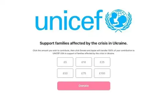 Apple comienza a recibir donaciones para que Unicef las envíe a Ucrania