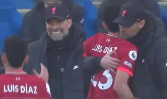 Luis Díaz y el enternecedor abrazo con Jürgen Klopp tras su gol en la Premier League