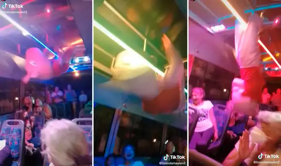 Joven disfrazado de Peppa Pig realiza extraordinario baile dentro de bus en fiesta infantil