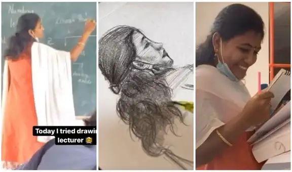 Estudiante dibuja a su profesora durante clases y le obsequia el impresionante retrato