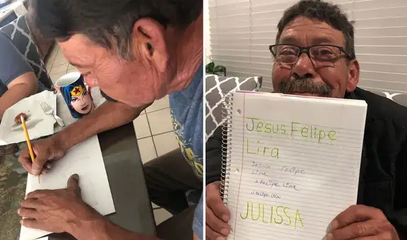 Abuelo que aprendió a escribir muestra los nombres de sus nietos y conmueve en Facebook