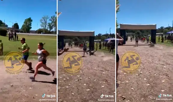 Corredor quiso hacer una broma durante maratón y se cae a pocos segundos de llegar a la meta
