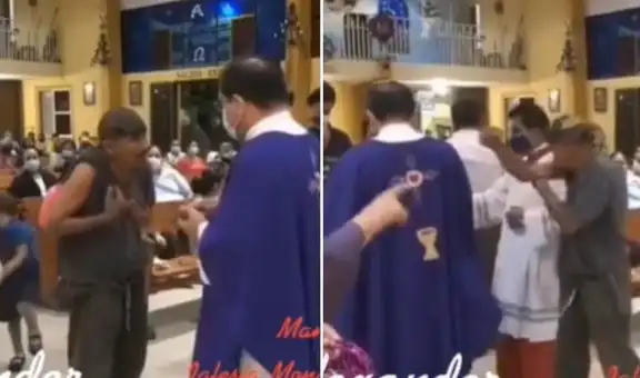 Sacerdote niega la hostia a un indigente durante la misa y este lo enfrenta