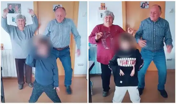 Niño convence a sus abuelos para realizar coreografía de TikTok