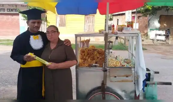 Vendedor de canchita celebra sueño cumplido al graduarse de la universidad a los 52 años