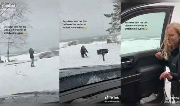 Mujer sale de casa para tomar fotos en la playa, pero la nieve le juega una mala pasada