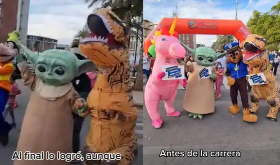 Familia participa disfrazada en una carrera y se lleva el primer puesto