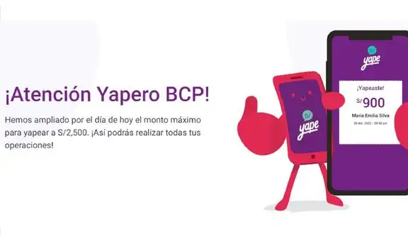 Yape amplía a S/ 2,500 el monto máximo de transferencias por hoy, 5 de abril