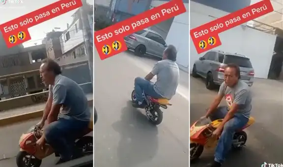 Hombre es viral en TikTok por pasear en las calles de Lima con una moto para niños