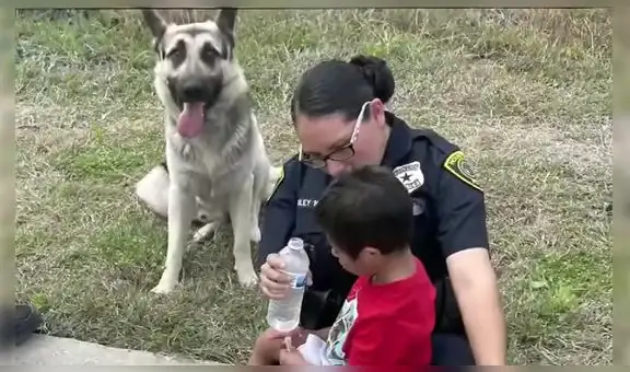 Perro cuida a niño con síndrome de Down que estaba lejos de su casa y conmueve a miles